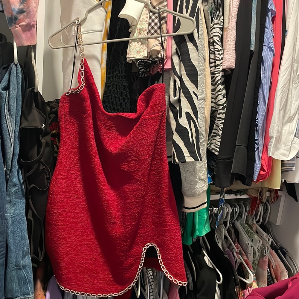 Sexy red zara dress with chain detailing